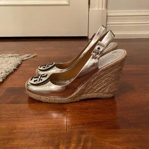 Tory Burch silver wedge sandal